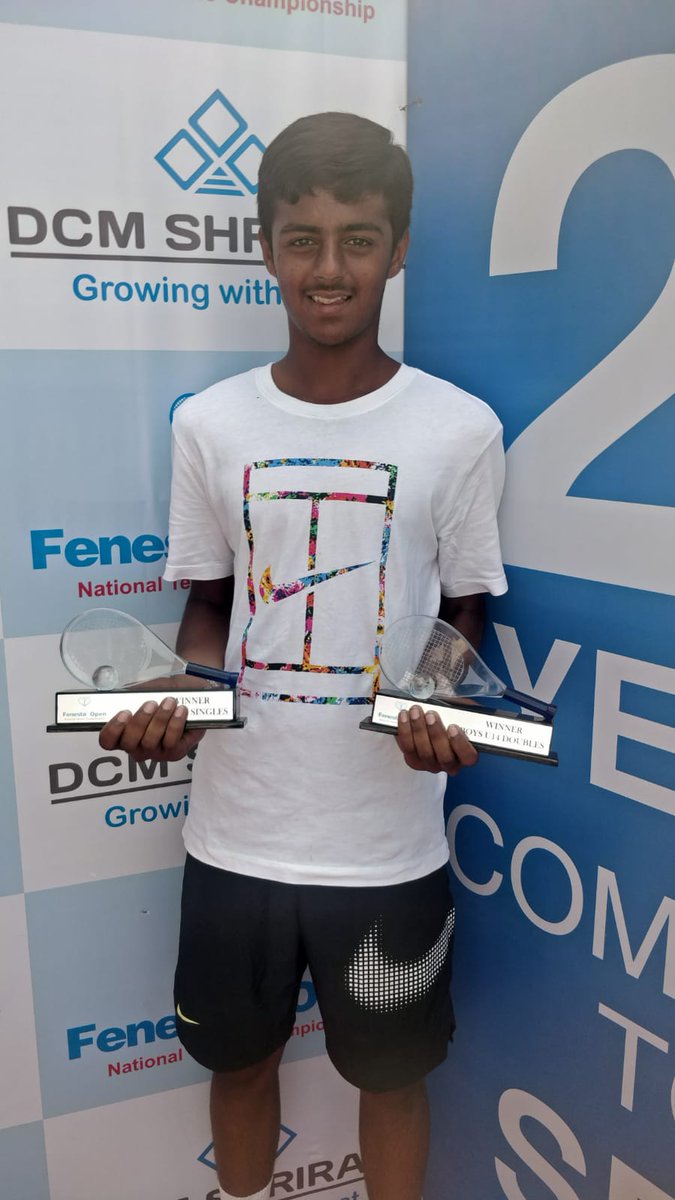 USahita's tweet photo. @Leander Happy Diwali. I am happy to inform my son #SamarthSahita 13yr old, #onehandedbackhand player from Mumbai won Double Crown in Fenesta Nationals at Delhi last week.Samarth admires ur attacking style of play &amp; volleys.He wishes to learn play volleys like you. https://t.co/ujHsLeShMn
