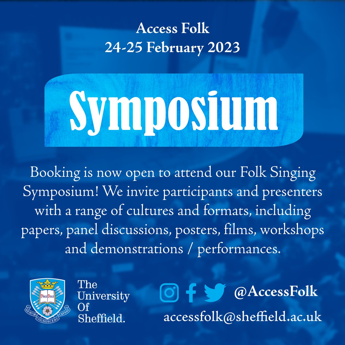 AccessFolk's tweet photo. Booking is open to attend our Folk Singing Symposium in February 2023! Tickets 🎟️ from: https://t.co/uxLV0PcMoW
#folkmusic #folk #folksinging #symposium #musicsymposium #folksymposium #folkresearch #folkacademia #englishfolk #callforpapers #folkchoir #folkscene #folkcommunity https://t.co/bMLXckyL58