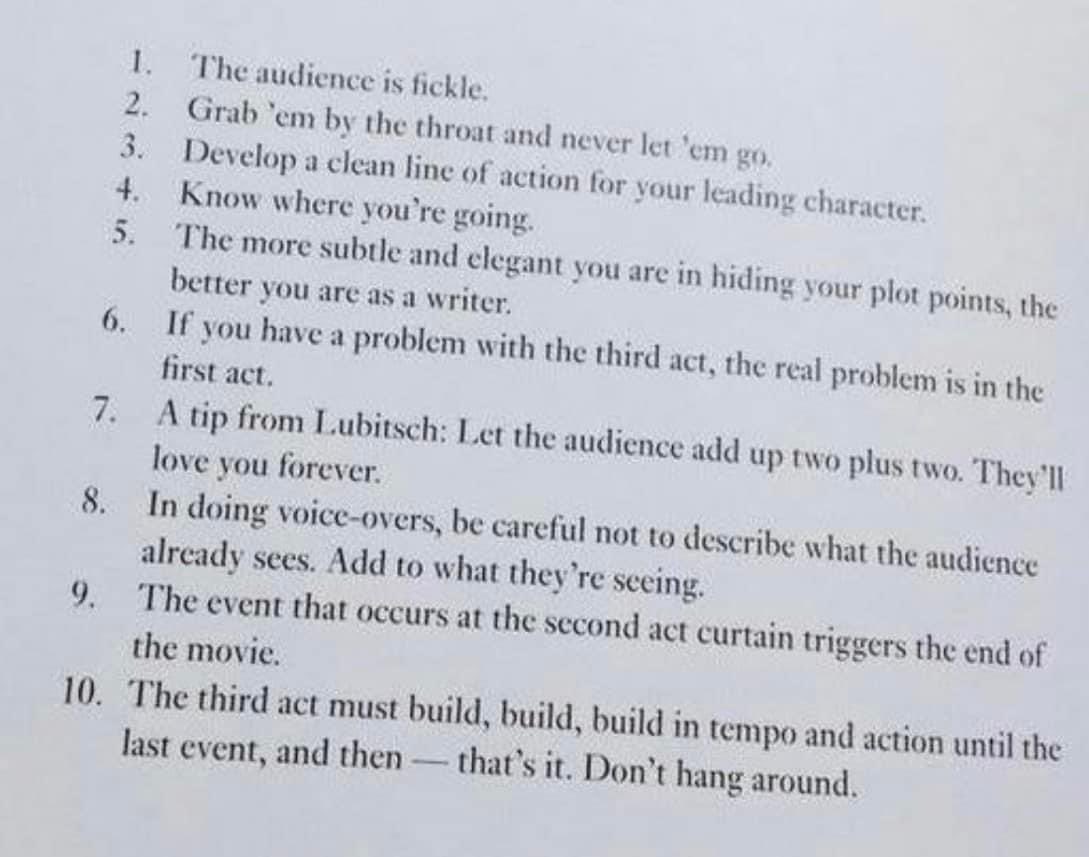 stringybilly's tweet image. Some ‘shooting from the hip’ tips from Billy Wilder.