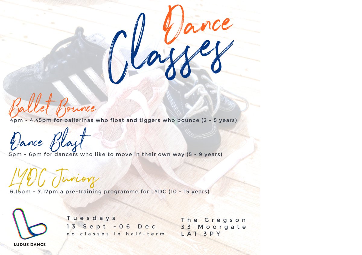 No classes this week during half term but we're back next week! 😄 There's space in all our classes for ages 2 up to 14 (limited space in Ballet Bounce) First session is a free taster! (Bursaries are available for families experiencing financial hardship) #DanceNW #Lancaster
