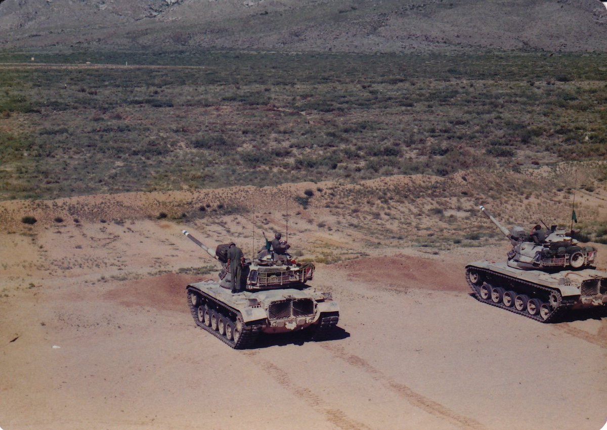 M60A1 tanks of 1st Platoon, Troop A, 3D ACR, TTVI range 52(?), Dona Anna range, NM. Spring 1980. #tanktuesday #ilovetanks #braverifles #3dacr