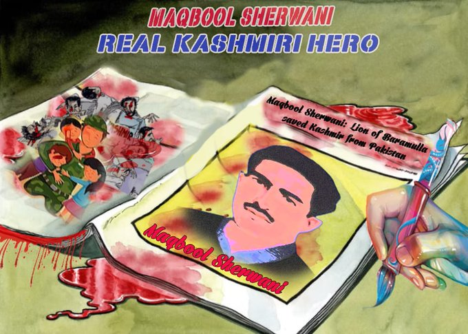 Harpree02146392's tweet photo. We salute the #braveheart and the courageous #MaqboolSherwani who displayed his presence of mind and misguided the #PakArmy away from Srinagar. This valiant act saved thousands of Kashmiri lives. 
#ShauryaDiwas #TheShauryaDiwas https://t.co/Le1bGOr9Ec