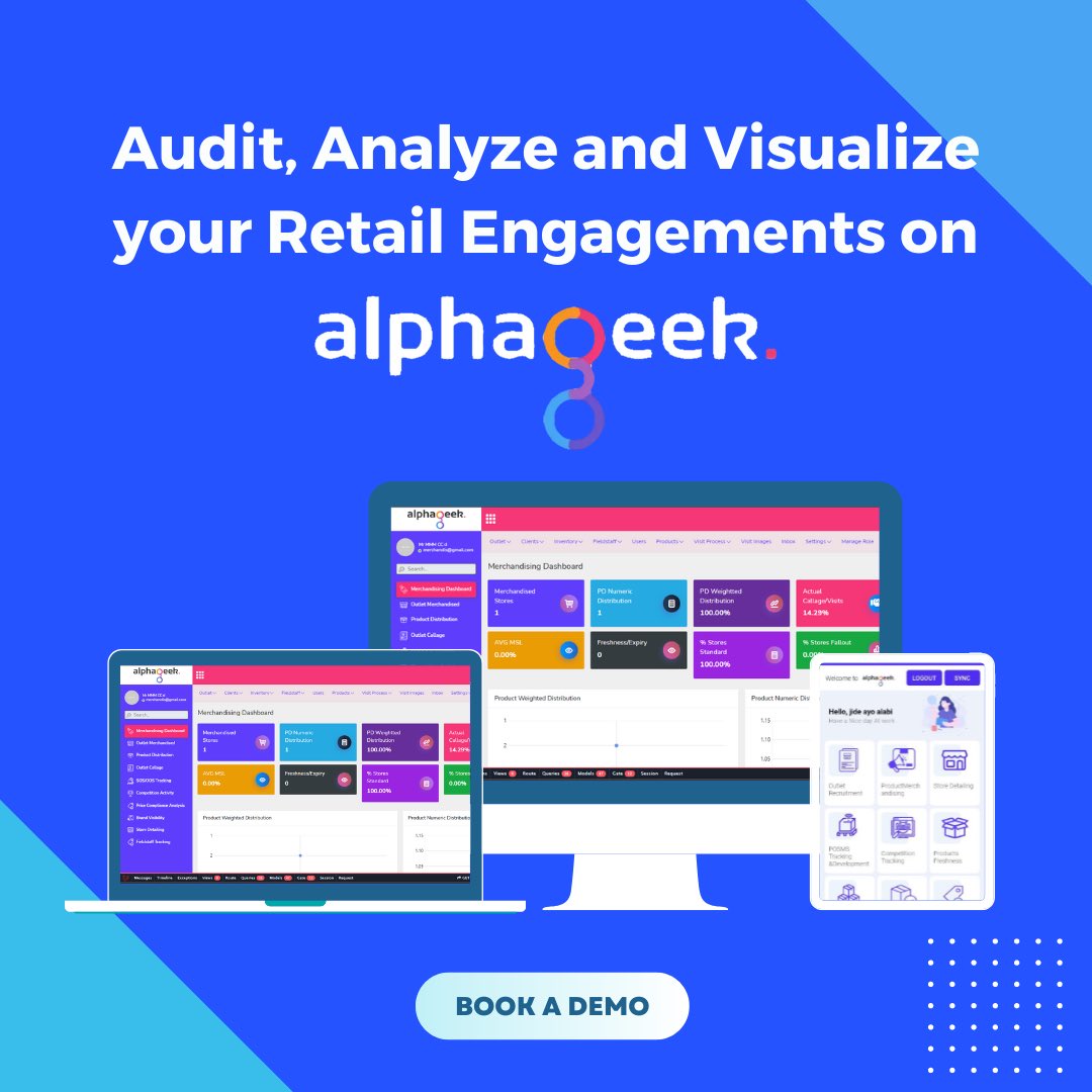 _Alphageek_'s tweet photo. AlphaGeek saves you so much trouble. View built-in interactive dashboards, access reports right after a repโs visit is finished, and see the progress of your retail strategy implementation, all in one place.
#futureofretail #retailtech #fmcg #fmcgtech #futureofretailtech https://t.co/Qw2h9IRsuD