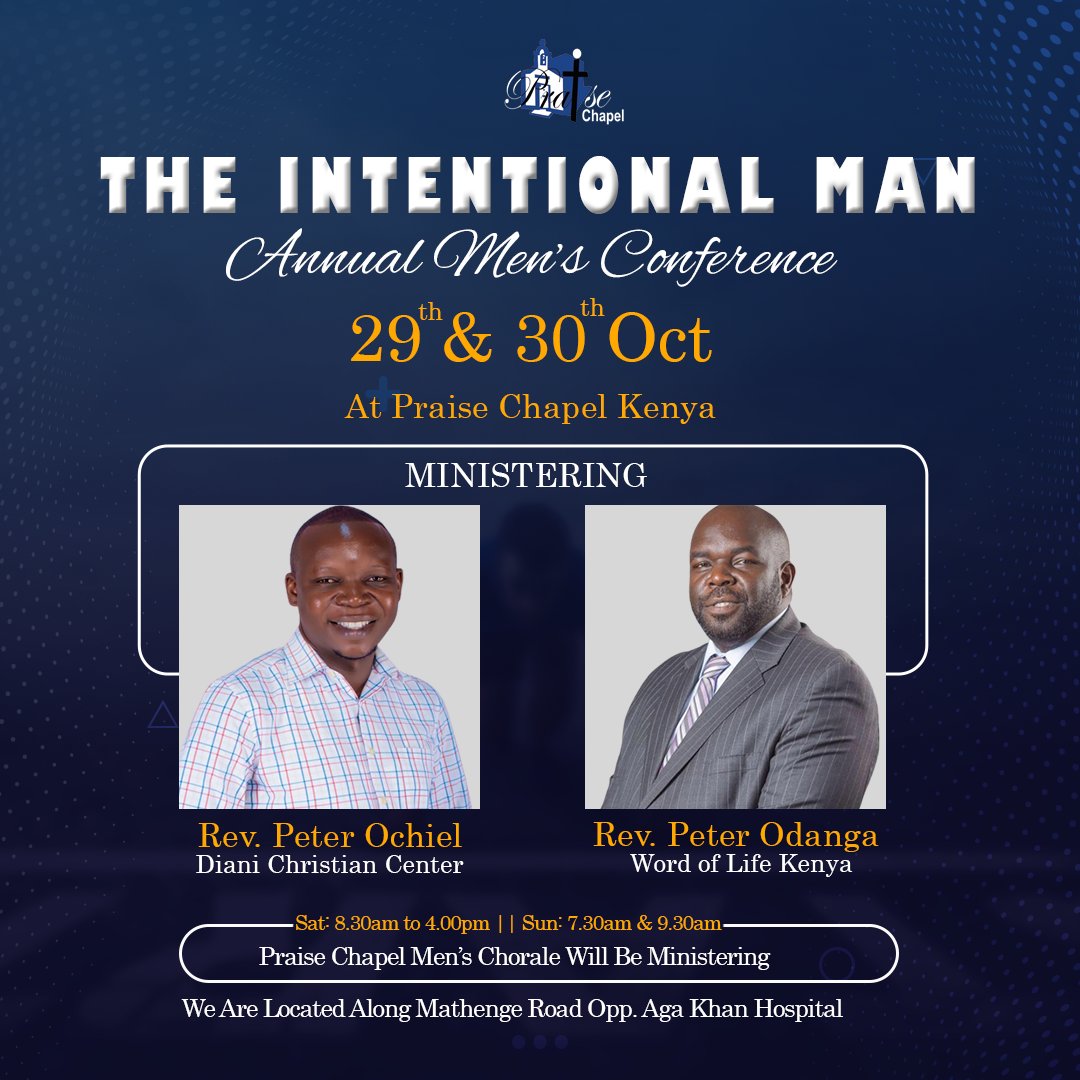 Praisechapelken's tweet photo. Join us for this year's Annual Men's Conerence happening this weekend on Saturday and Sunday. 
Be An Intentional Man. https://t.co/ur3Chdvoh0
