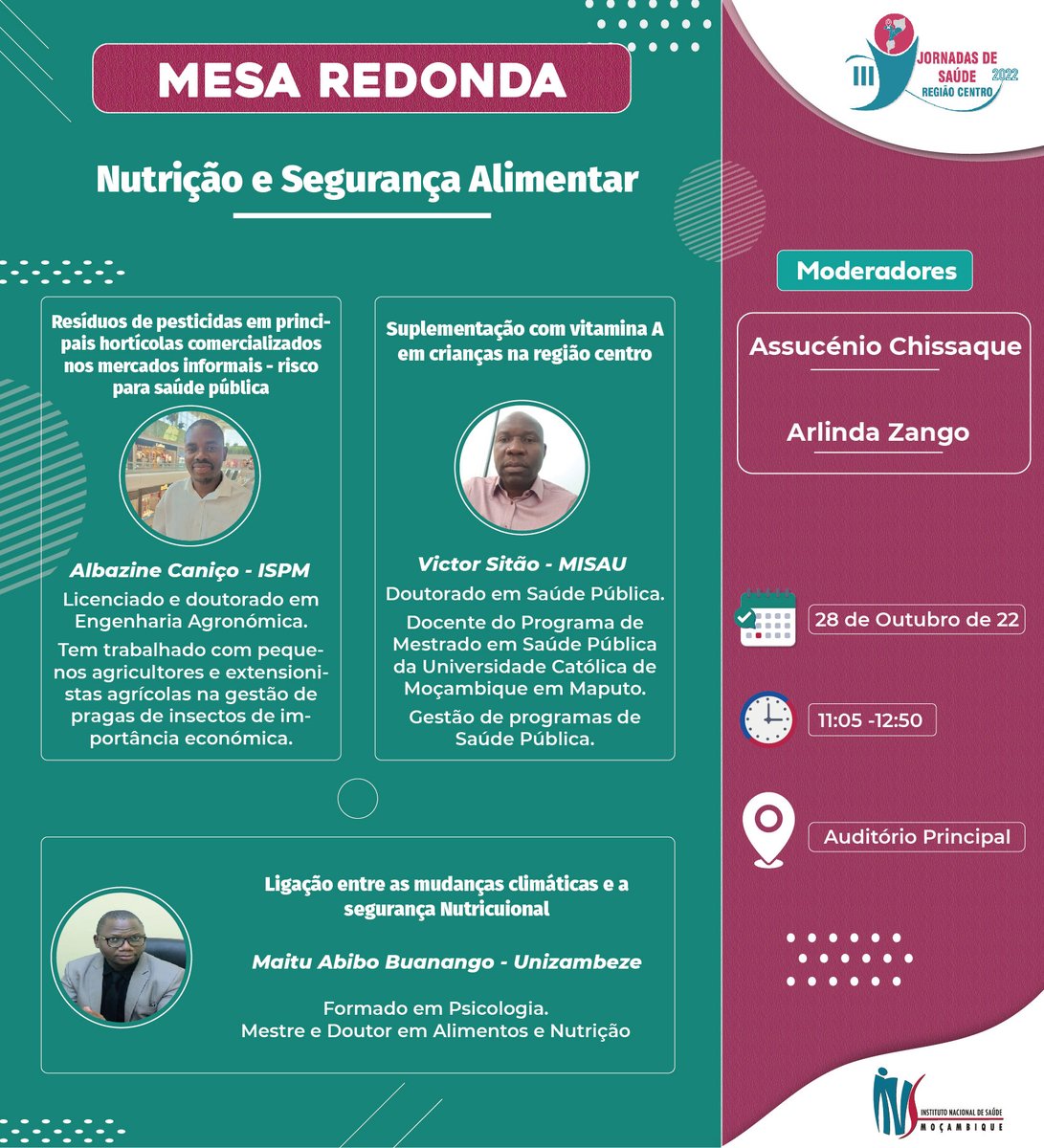 📅 28.10 | ⏰ 11H05 - 12H50 📍 Auditório Principal, Hotel InterTete #jornadasdesaude #mesaredonda