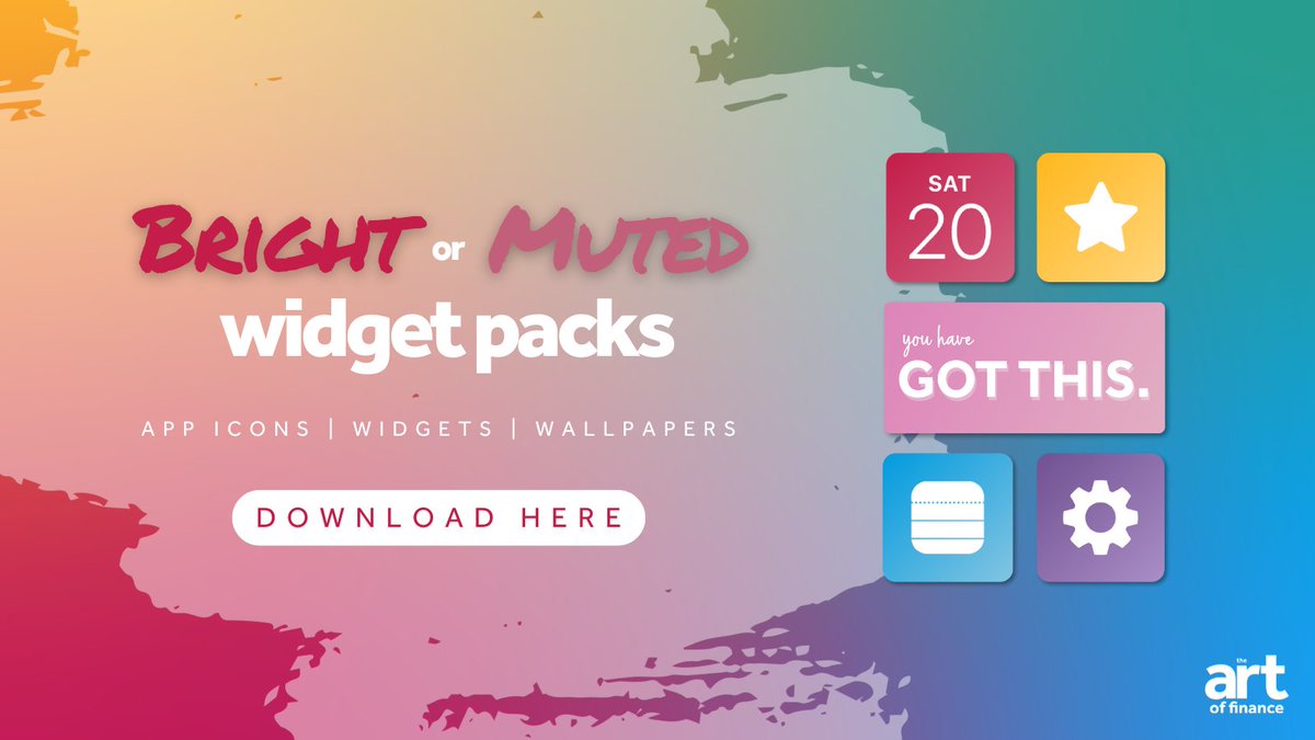 ArtofFinanceUK's tweet photo. FREE! Download our widget packs today to transform your home screen into a masterpiece! Available on both Android and iOS - it's not just your career that we can make colourful... https://t.co/onvhdgB07l https://t.co/t7HoxoIj3z