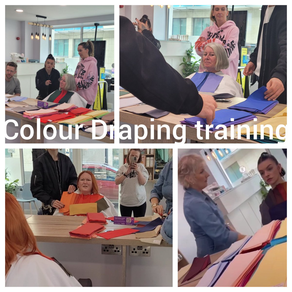 colourandimage's tweet photo. Best way to start the week is with a day of education with Carbon Hair Design. They learned all about how to incorporate colour draping into their consultations. #hairsalon
#colouranalysis
#colourdraping
#Cork
#stylingthenation #joancashman #colourandimageacademy https://t.co/3TVqJ7rnoi