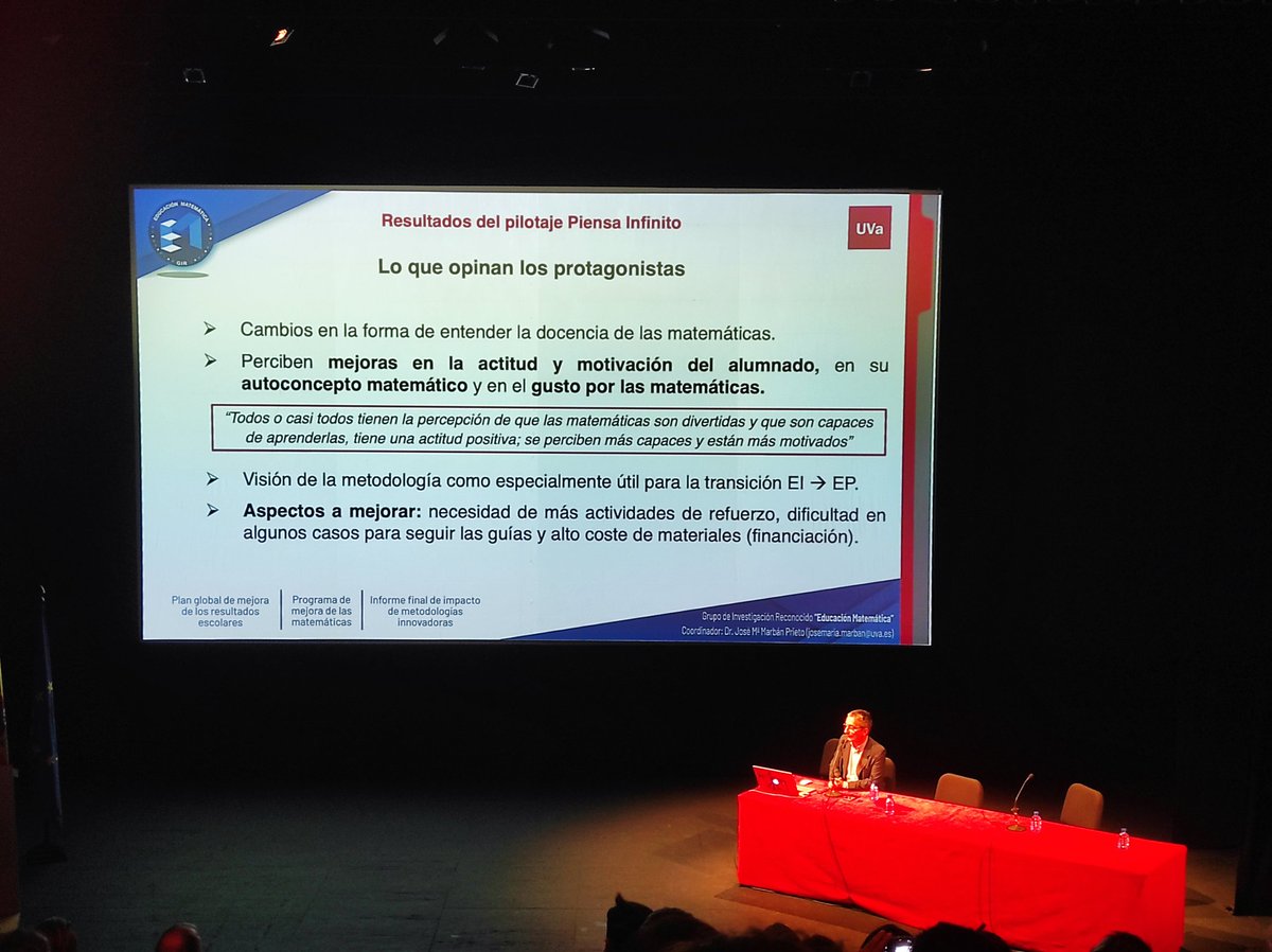 Jornada: 'Orientaciones para las buenas prácticas en el aula de matemáticas' <a href="/educacyl/">Educación JCyL</a> 

Plan de mejora de las matemáticas en Castilla y León ¿Qué hemos aprendido?
José María Marbán Prieto.
Grupo de Investigación “Evaluación Matemática” <a href="/EduMat_UVa/">EduMat_UVa</a>

#innovaCyL
#formaciónCyL