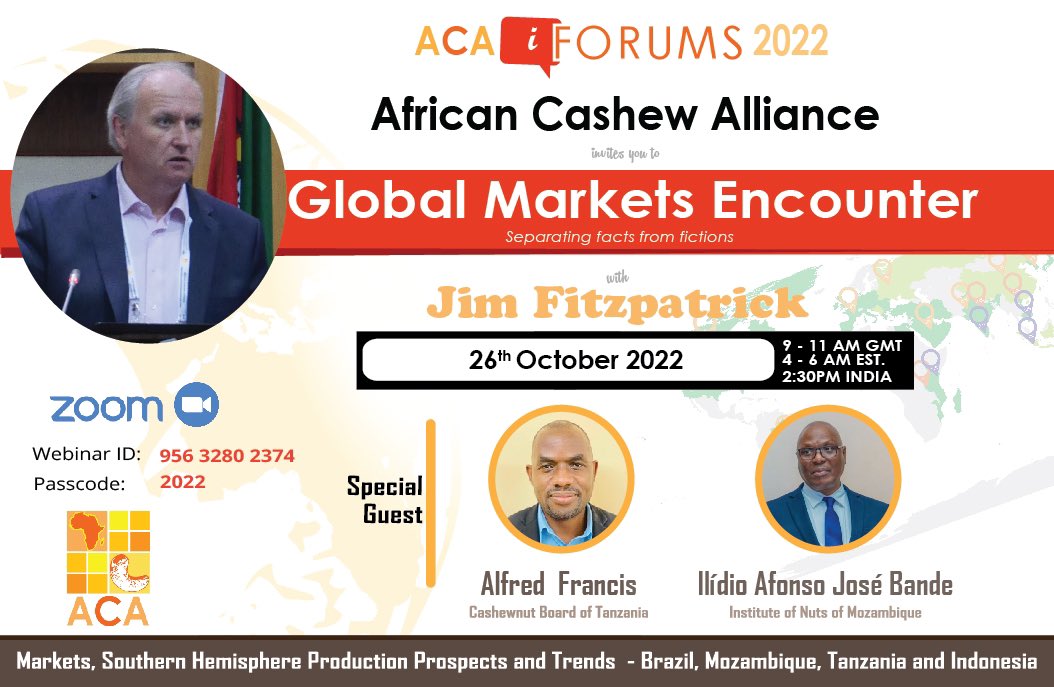 AfricanCashew's tweet photo. #GME is happening tomorrow @ #9AMGMT
#JimFitzpatrick your usual host will receive #AlfredFrancis from #CBT and #IlidioAfonso from the Institute of Nuts of #Mozambique.
#GME is brought to you by #ACA
@prospercashew @sahajcashew @CashewBulletin @USDA @CNFA @ComCashew @Farmforce https://t.co/NU4EGne4G8