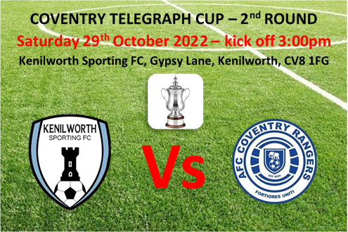 FcKenilworth's tweet photo. THIS WEEKEND'S FIXTURE DETAILS.....
This Saturday we welcome local rivals @AFCCovRangers  to Gypsy Lane in the 2nd Round of this year's @CoventryCup competition with local bragging rights at stake it is sure to be an entertaining encounter ! https://t.co/JE5OWIuMeD
