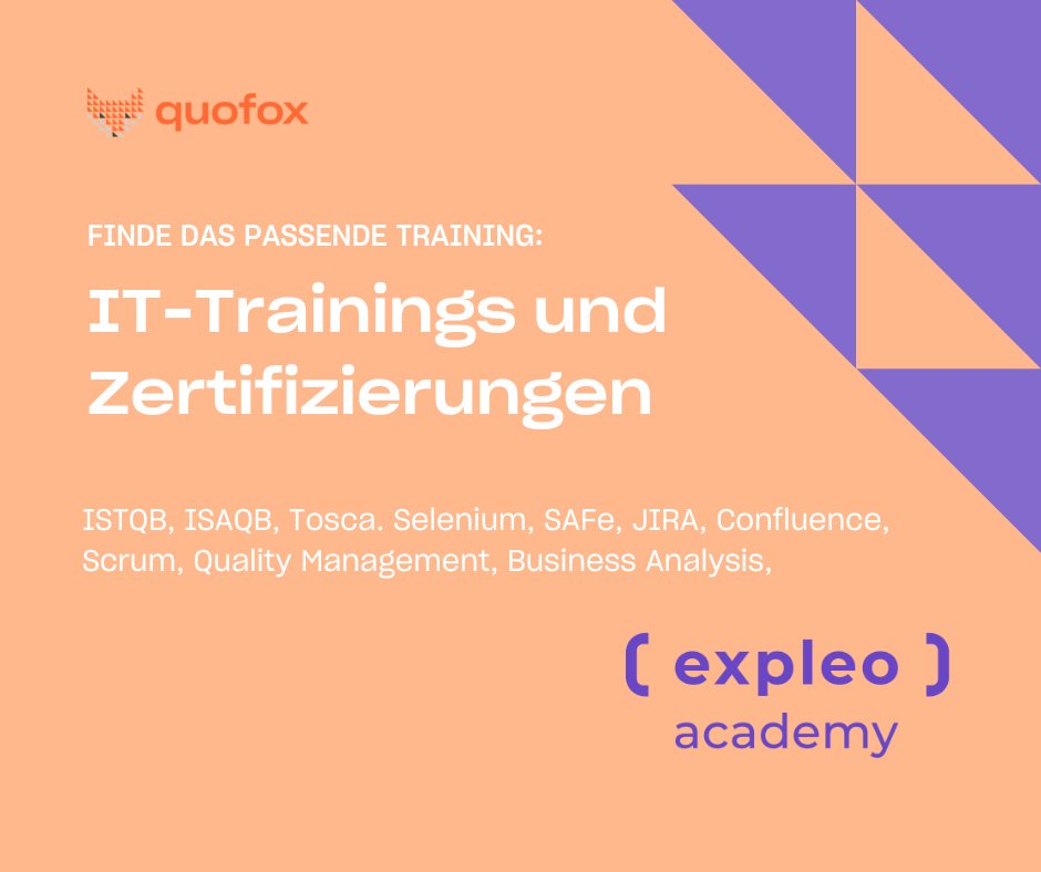quofox (@quofox) on Twitter photo Entdecke im quofox Marketplace IT-Trainings und Zertifizierungen aus den Bereichen Software-Testing, Quality Management (QM), Quality Assurance (QA), Business Analysis (BA) des führenden Spezialisten für Software-Qualität: <a href="/ExpleoGroup_DE/">Expleo Group DE</a>. Mehr unter:bit.ly/3VVTdZq Entdecke im quofox Marketplace IT-Trainings und Zertifizierungen aus den Bereichen Software-Testing, Quality Management (QM), Quality Assurance (QA), Business Analysis (BA) des führenden Spezialisten für Software-Qualität: <a href="/ExpleoGroup_DE/">Expleo Group DE</a>. Mehr unter:bit.ly/3VVTdZq