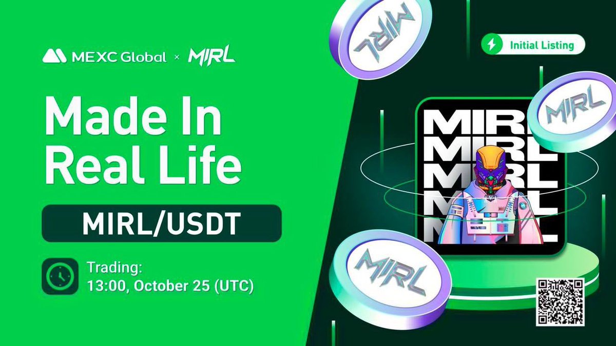 CryptoBaldwinIV's tweet photo. Hey guys 
@MEXC_Global will list $MIRL/ $USDT as a SPOT trading pair in the Innovation Zone at 13:00 on Oct 25 (UTC) 
@mirlnft

Details: https://t.co/9idX0dqT7N

Sign up: https://t.co/1a7JtRztGs

#NFTs #MEXCGlobal #findnextmoonshot #Crypto #Btc #NFT https://t.co/lfYIg8BGf5