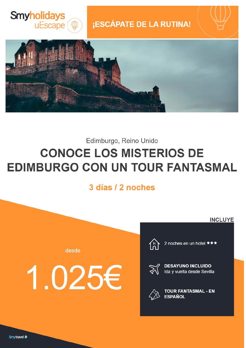 ViajesTRAVELVIP's tweet photo. Conoce los misterios de Edimburgo con un tour fantasmal 👻que te hará salir de la rutina y "morirte" de miedo. Perfecto para ir acompañado de tu pareja o en familia. Prepárate para pasar 3 días y 2 noches inolvidables.
#viajar #travelvip #martesdeviaje #tourism #viajes https://t.co/kqohTK0BUe