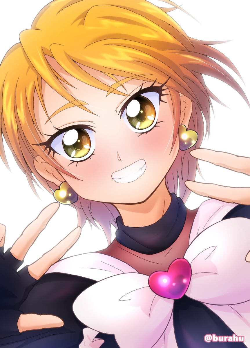 cure black ,misumi nagisa 1girl jewelry solo fingerless gloves smile gloves earrings  illustration images