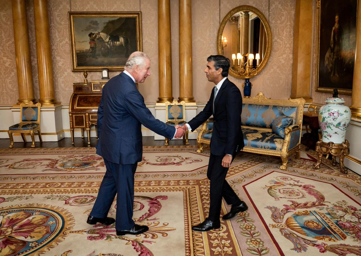 Newlyappointed UK Prime Minister Rishi Sunak meets with King Charles