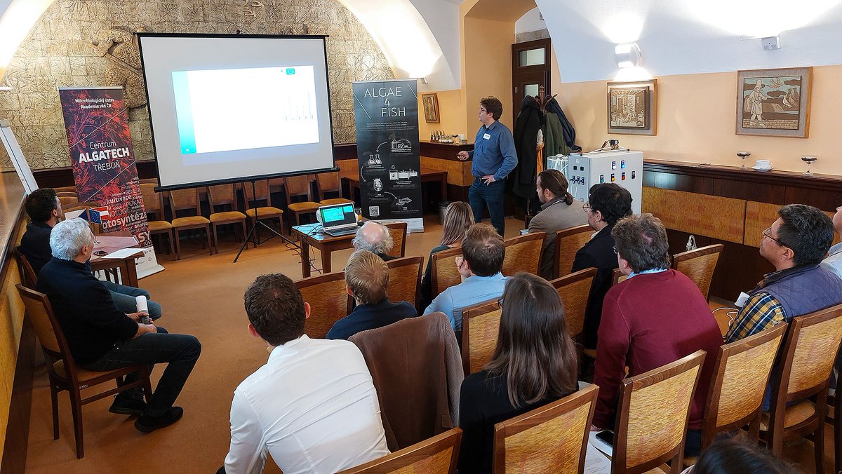 AlgatechTrebon's tweet photo. Final meeting of #INTERREG_AT_CZ project #ALGAE4FISH. It was great to see all Czech and Austrian partners in person again. Thanks to Southbohemian University (CZ), BEST GmbH (AT), BAW (AT) and Institute of Microbiology (CZ) for research. #chlorella #ALGATECH #DHA #pikeperch https://t.co/I9rva2hAG7