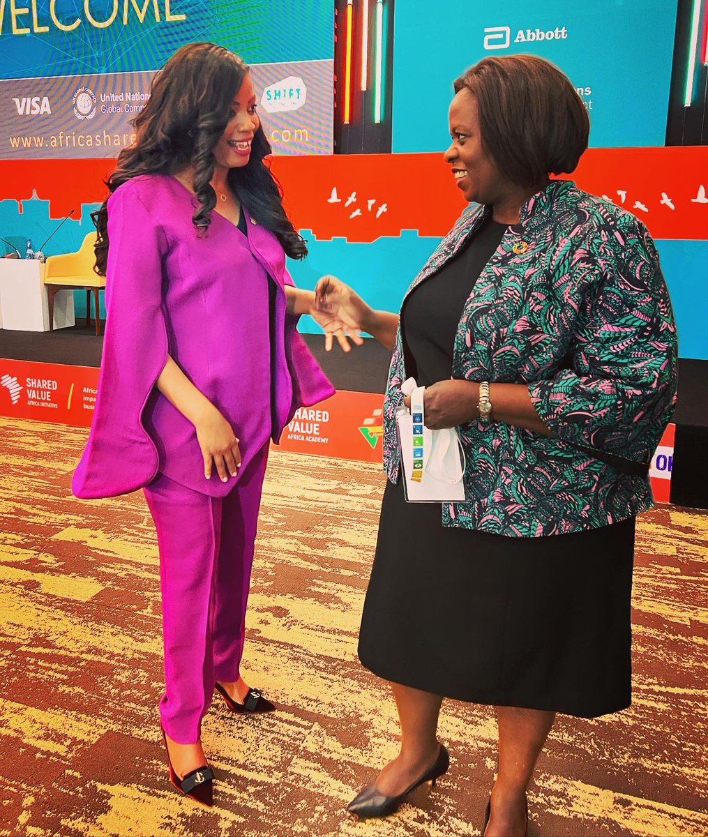 Makambas's tweet photo. So nice to always connect with my sister - United Nations Assistant Secretary General and CEO of the UN Global Compact @globalcompact - the trailblazer @SandaOjiambo - At the @SVAIAfrica Summit during @MWCHub in Kigali today https://t.co/Nz66NaDdpd