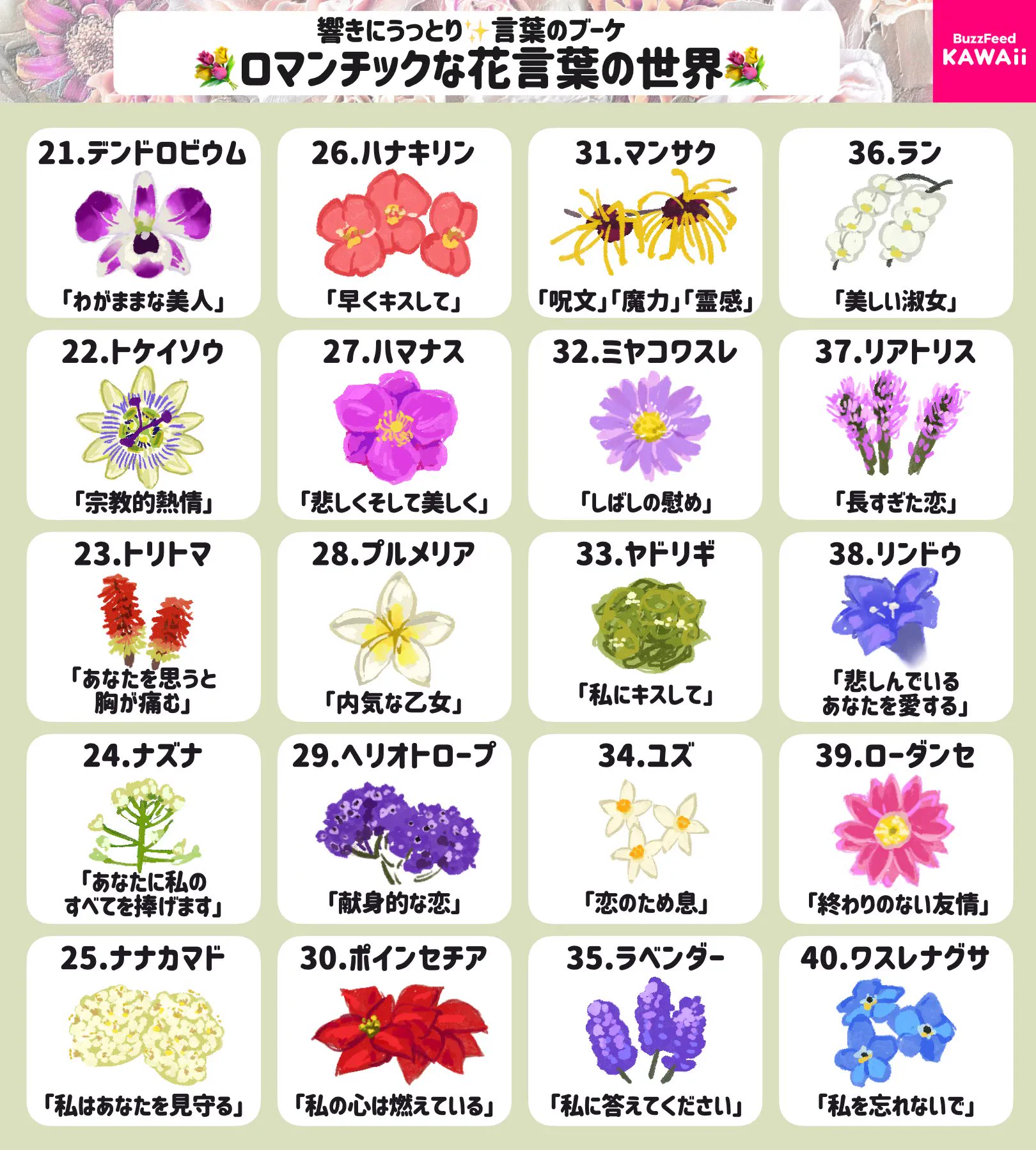 知る前と後でその花への印象が変わるかも！素敵な花言葉40選！