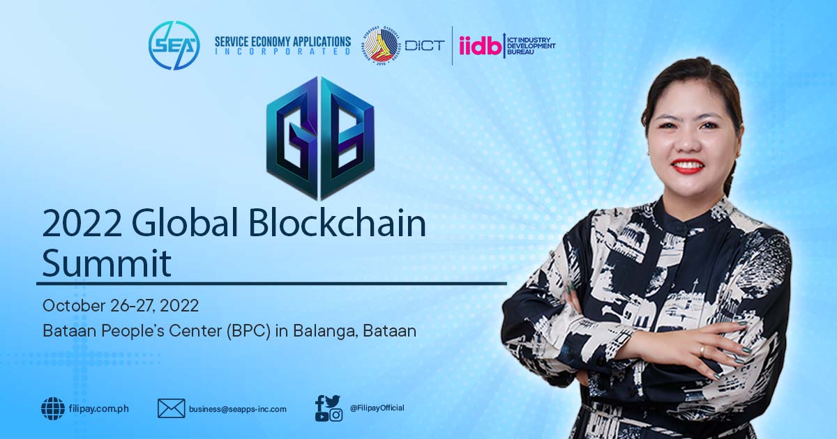 filipayofficial's tweet photo. LOOK: Ms. Janice Ariño invited by the Department of Information and Communications Technology - DICT to join the first 2022 Global Blockchain Summit, on October 26-27, 2022, at the Bataan People's Center (BPC) in Balanga, Bataan. 

#FILIPAY
#SEAPPS
#2022GlobalBlockchainSummit https://t.co/epaLspT1Wd
