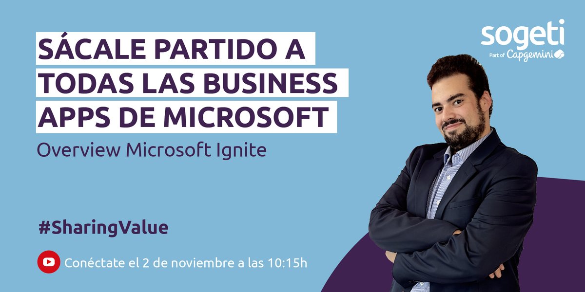SogetiSpain's tweet image. ¡Sácale partido a todas las Business Apps de #Microsoft! 🚀 Te esperamos en nuestro próximo #SharingValue el 2 de noviembre a las 10:15 h con Alejandro Cabrera Martínez, que nos hará un Overview del #MicrosoftIgnite. ¡No te lo puedes perder! ⬇
bit.ly/3SycwVM