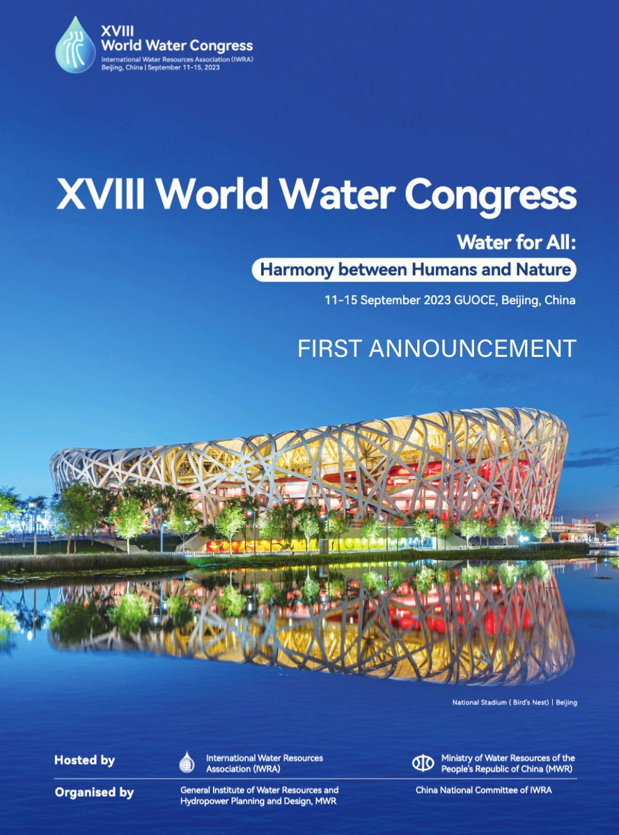 Less than one year until the XVIII World Water Congress in Beijing, China, 2023❗️

Read the first announcement brochure to learn more about the #18WWCongress, its theme, sub-themes, and the various ways in which you can participate in the event! 📢

 🌐cutt.ly/7NiGifN