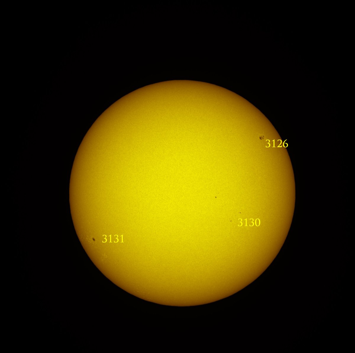 After the event, the solar disc with the current spots.