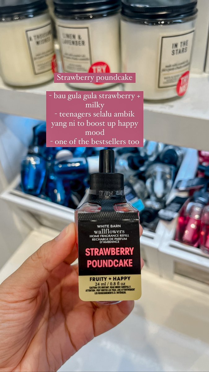 Nurintashaa's tweet photo. Kalau suka rumah/bilik wangi, i suggest invest in wallflowers BBW. 

I love this. Pasang dekat ruang tamu, satu ruang tamu bau wangi. Rasa tenang je ❤️

Here’s some of the best scent: https://t.co/680K4ofkwZ