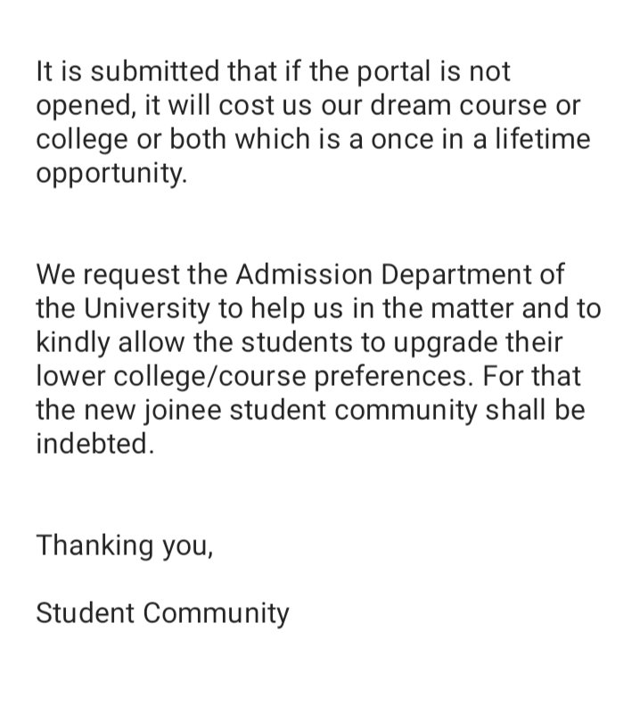 SagarCh64363041's tweet photo. @DUSUofficial @UnivofDelhi Please help don't ignore us please give Last chance to whole reorder preference please save our whole year and future please it's a question of many students future please help🙏🙏🙏🙏 https://t.co/mc0AnJY4nA