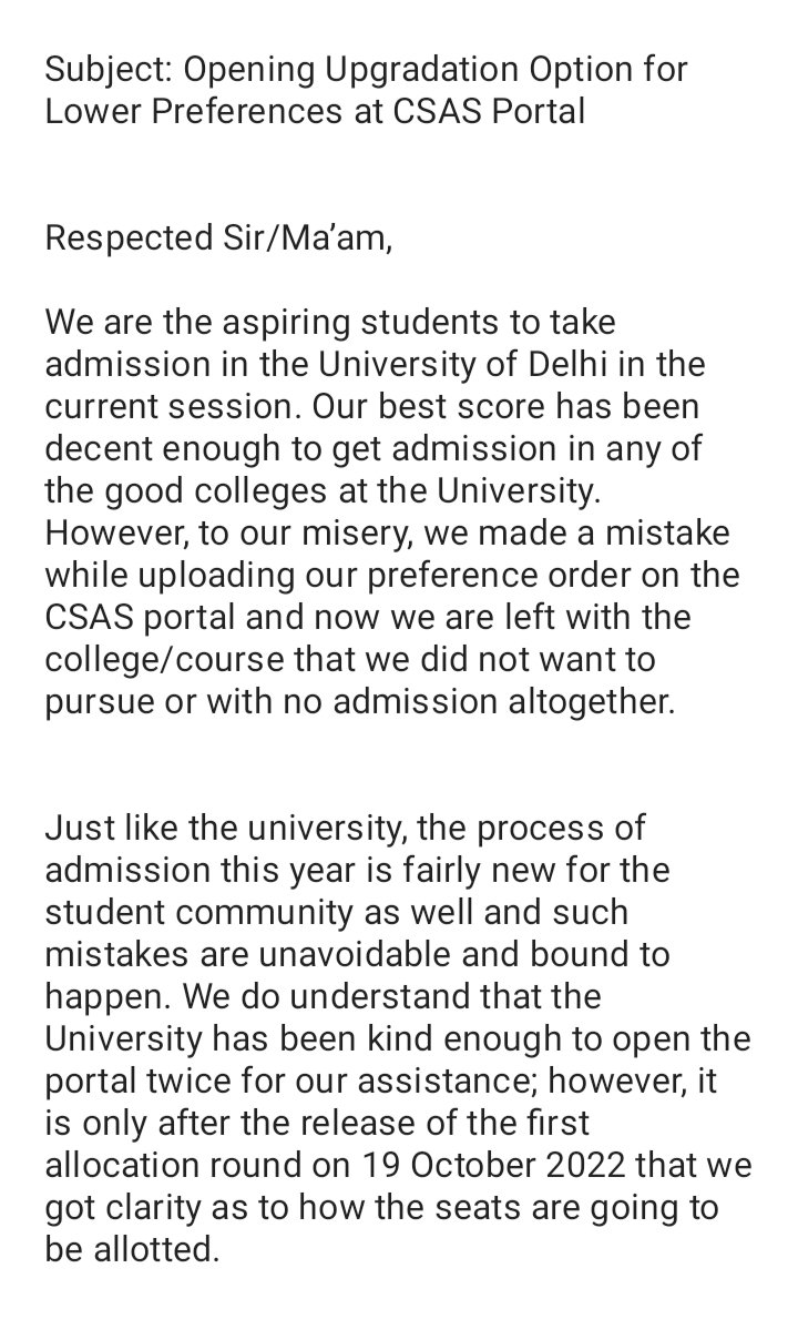 SagarCh64363041's tweet photo. @DSC_DU @UnivofDelhi Please help don't ignore us please give Last chance to whole reorder preference please save our whole year and future please it's a question of many students future please help🙏🙏🙏 https://t.co/mYwEJgdMHa