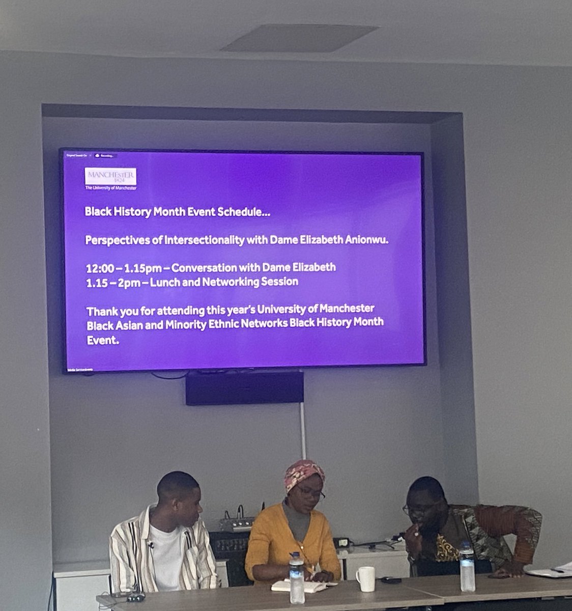 OyebanjiAdewumi's tweet photo. #BHM event @OfficialUoM - we are about to hear from @EAnionwu ๐๐ฝ๐๐ฝ๐๐ฝ thank you #ProfNalinT #ProfColette and #ProfGraham for your support and presence @FBMH_UoM @UoMStaffNet @UoMEandD https://t.co/gK2Ls5kToo