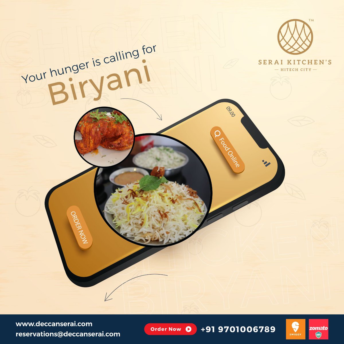 Deccanserai's tweet photo. Your hunger is calling for Biryani! 
Book Your Table Now
Call us: +91 9701006789
📍Locate us: https://t.co/IU7dRxRt0q

#nonveg #food #indianrestaurant #indiancuisine #chickenbiryani #Chicken #Mutton #hyderabaddumbiryani  #NonVegetarian #chickenbiryani #biryanitime https://t.co/GjYetW5ak3