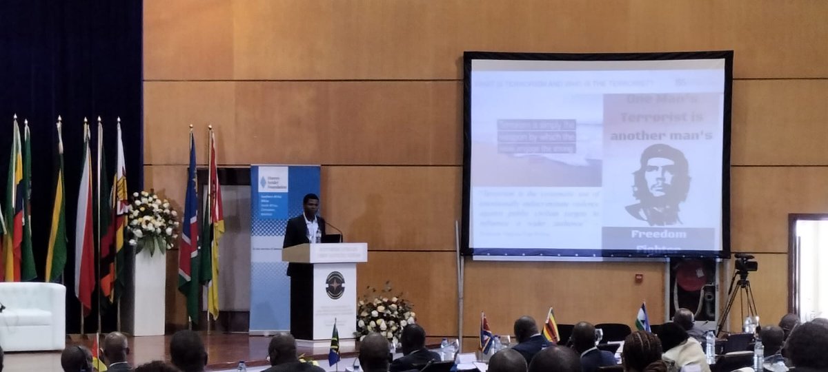 sacjf's tweet photo. Borges Nhamirre, Senior Researcher – Institute for Security Studies @BorgesNhamirre @issafrica now takes the stage to challenge the definition of terrorism. #SACJF2022 https://t.co/VFRBvRHacZ