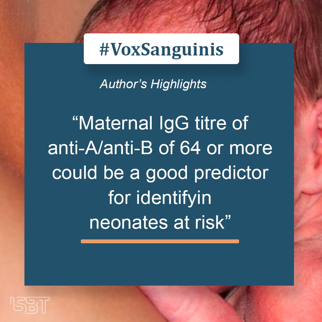 #VoxSanguinis - Author's Highlights!

Read the article "The spectrum of ABO hemolytic disease of the fetus and newborn in neonates born to group O mothers" by Manvi Talwar et al.

👉 bit.ly/355VoxSanguinis