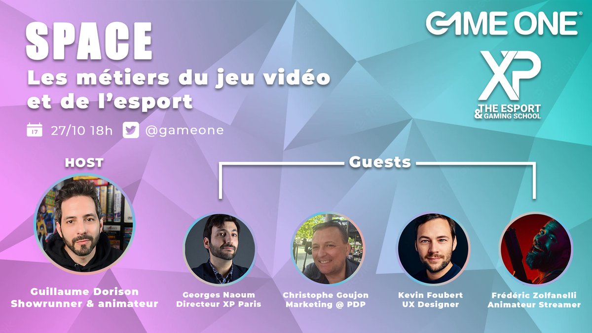 gameone's tweet photo. 🎙️ On vous donne RDV jeudi 27 octobre à 18h pour un Twitter Space animé par @GDorison en partenariat avec @xp_esport ! 
#xpschool 

➡️ https://t.co/jPEAZLkMjY https://t.co/zT2bk5GkZi