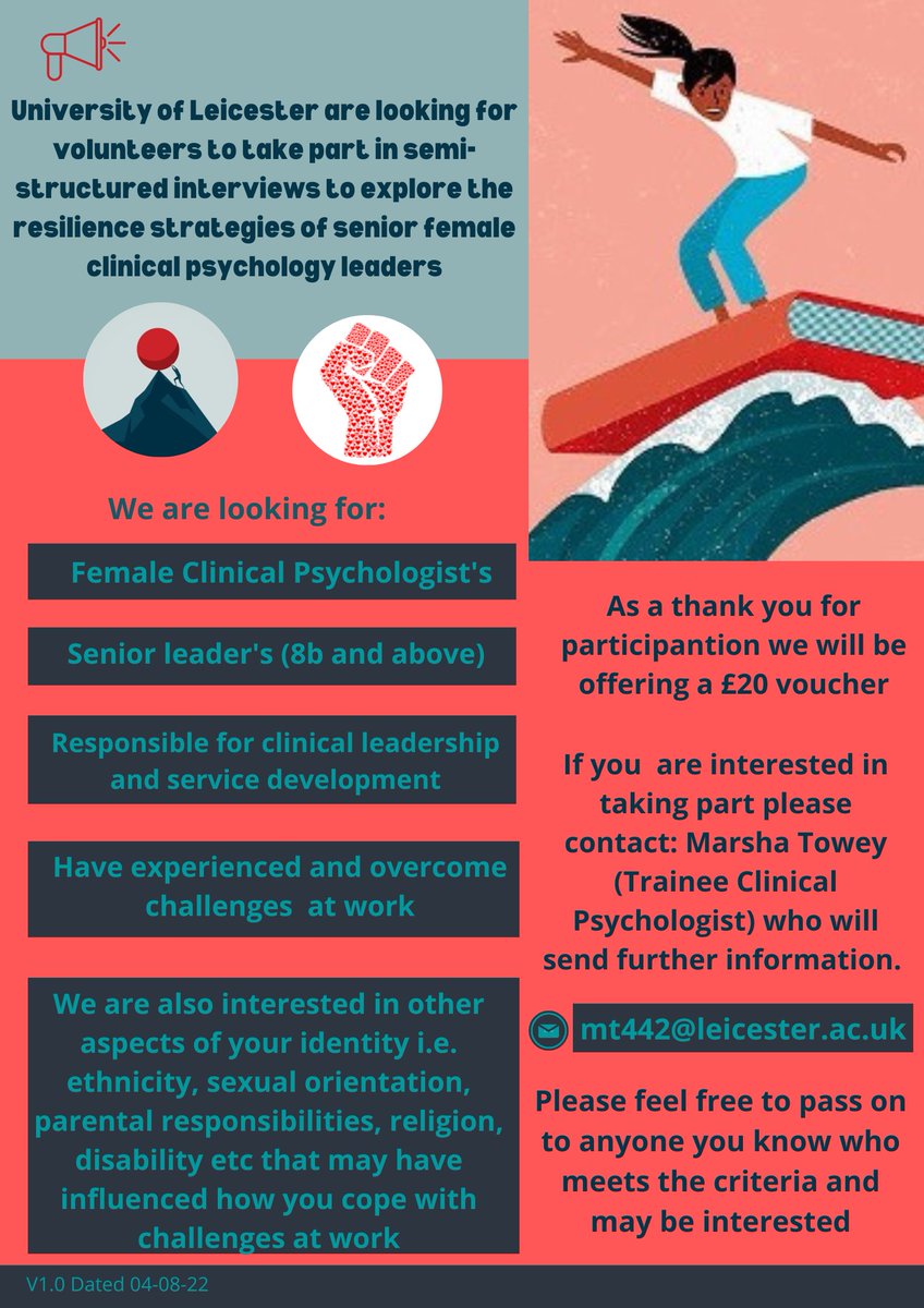 MarshaTowey's tweet photo. Please get in contact if interested in the research I am doing as part of my DClinpsy doctorate at Leicester University. https://t.co/Gfenm3Mm2q