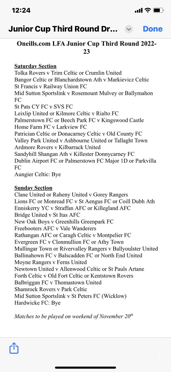 Another home draw for @New_Oak_Boys in Round three of @LeinsterFA1892 and a tough local derby for @valewfc @Natsport @scorelinesport @harrysarticles