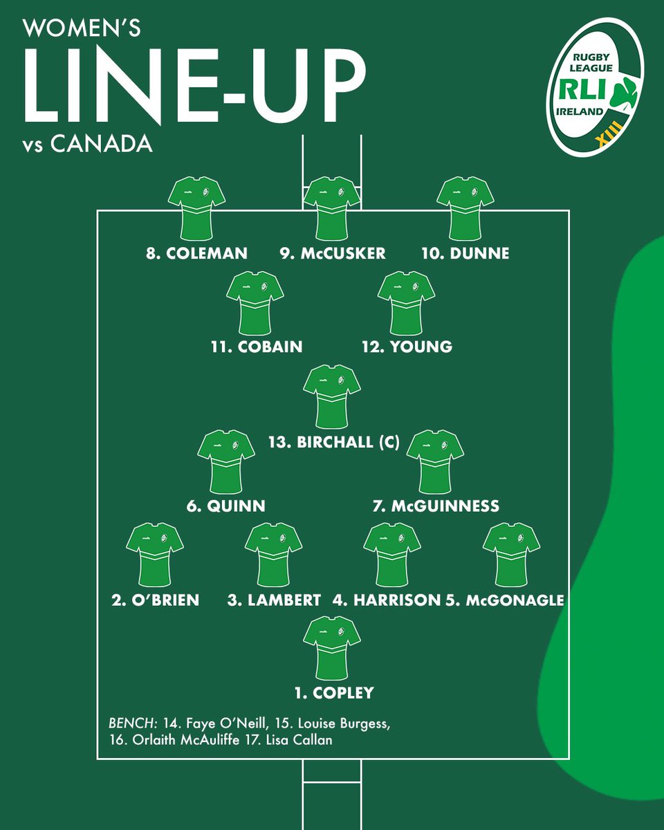 ☘️ 𝗟𝗜𝗡𝗘-𝗨𝗣 𝗩𝗦 𝗖𝗔𝗡𝗔𝗗𝗔

The 17-player Irish Women’s squad is now locked in! Five debuts incoming…

#IrelandRL