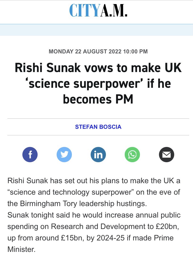 MPGeorgeFreeman's tweet photo. This is a great day for the UK 🇬🇧 Science, Technology + Innovation sectors which are so key to the sustainable, productive high growth enterprise⚡️economy we need.

@RishiSunak as CX @hmtreasury &amp; now @10DowningStreet has made clear &amp; demonstrated his commitment to this cause: https://t.co/Mi6hkBzkIy