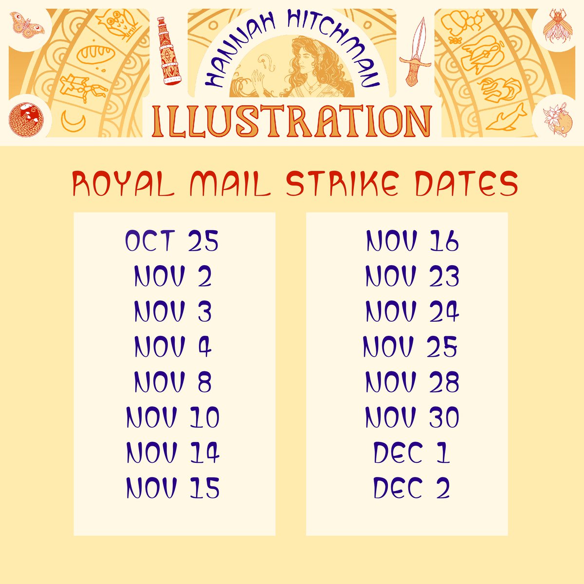 I'm sure you all probably already know, but Royal Mail is striking all the way through November this year! Whilst I fully support the strikes, it is going to make a bit of a mess with Christmas post, so if you're thinking of placing an order I'd strongly suggest doing it ASAP 😊