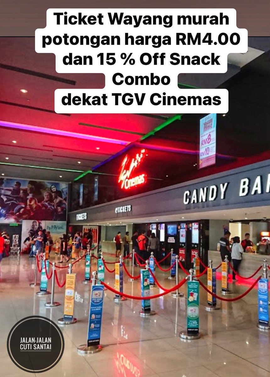 JalanCutiSantai's tweet photo. Tiket Wayang TGV RM10 jer❤️

Wah! biar betul baru tahu dekat dekat TGV pun boleh dapat Tiket wayang murah dan snack Combo murah!

 Dekat wayang dah ada cerita yg best2! Jommm ajak yang tersayang😘

📌Thread! https://t.co/FMYzWjNeig