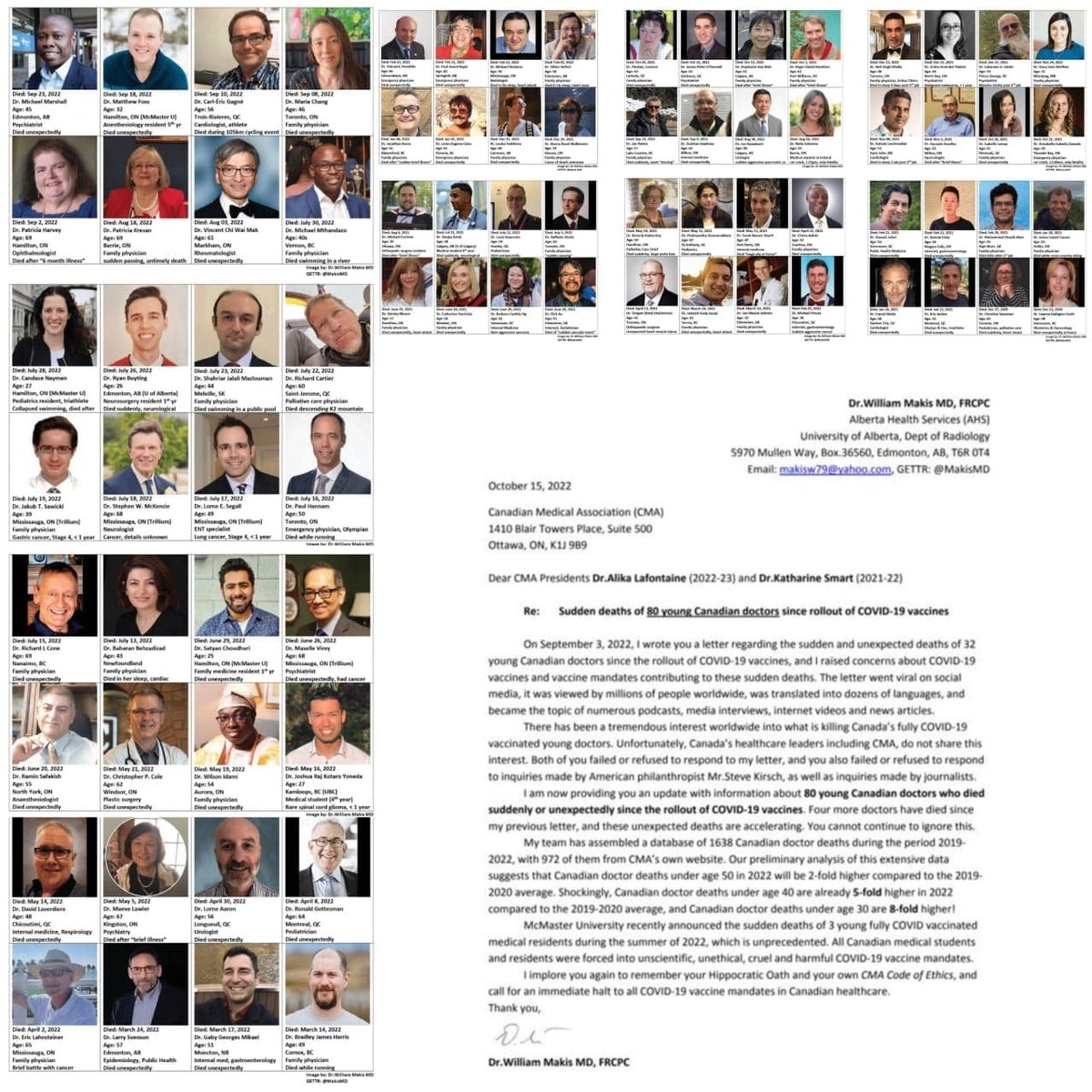 michaelpbreton's tweet photo. Here are the pictures of the 80 Canadian doctors who were alive before the roll out of the vaccines. https://t.co/wv9A91Fwah