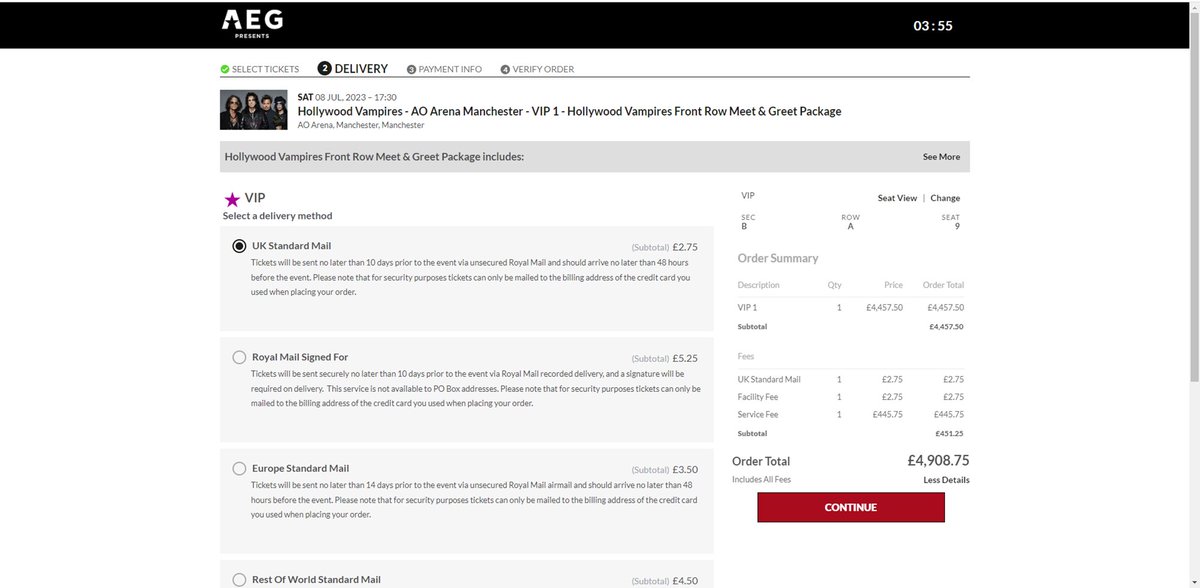 FranCatWoman's tweet photo. Can someone please explain how it has become legal for official ticket sellers to become ticket touts and scalpers? This is a £1500 ticket on a fan presale for #HollywoodVampires #TicketTouts @AEGworldwide @hollywoodvamps Greed will kill the music industry. @UMG https://t.co/wB0BEvR7sa