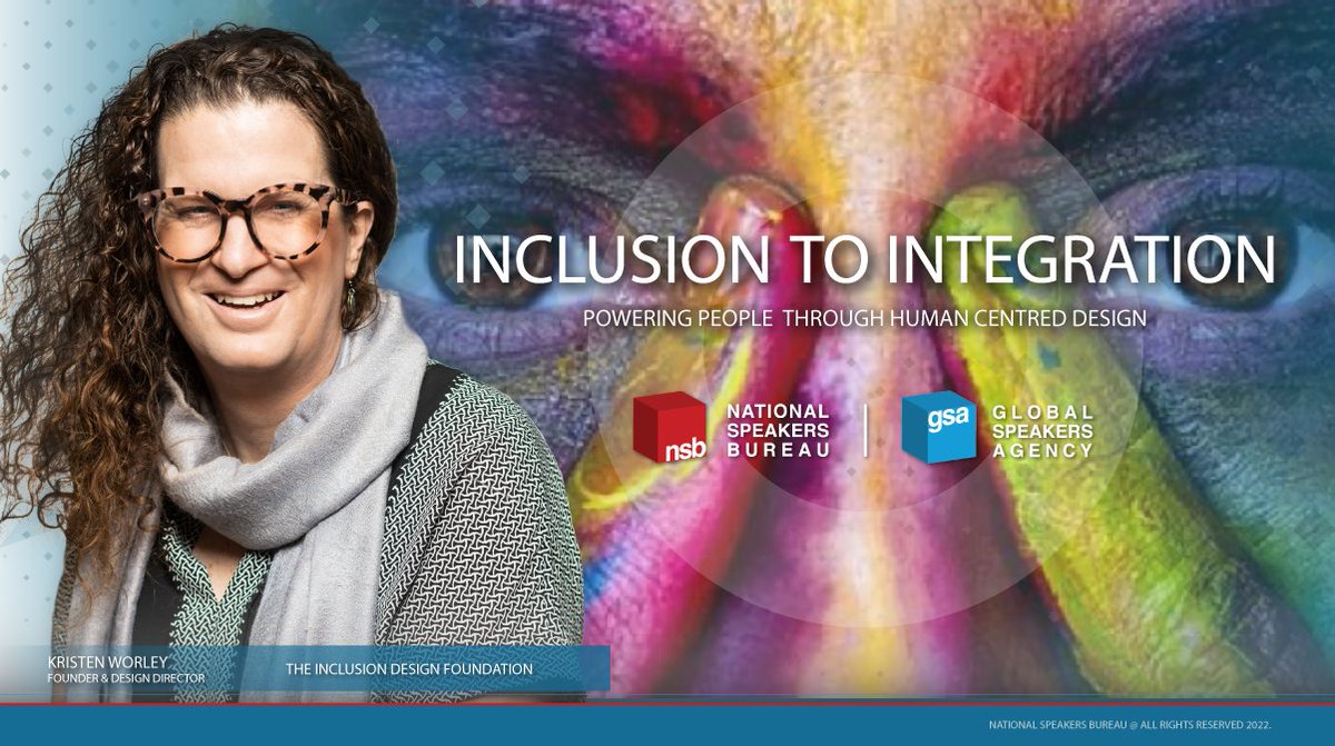 kristenworley's tweet photo. INCLUSION TO INTEGRATION
Powering People Through Human Centred Design
@NSB_Speakers
NSB National Speakers Bureau | Global Speakers Agency
#PowerofDesign #DesignPrevention #HumanCentredDesign #Diversity #Innovation #Stewardship #Integration #CommunityConnection #LeaveNoOneBehind https://t.co/UjFntmsDGR