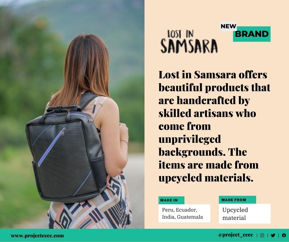 Project_Cece's tweet image. ✨ New: Lost in Samsara ✨ 
Lost in Samsara works together with fair trade workshops and artisan organizations to create their beautiful bags and accessories.
♻️ They save materials from landfills and upcycle them into new products.
cece.eco/lost-in-samsara