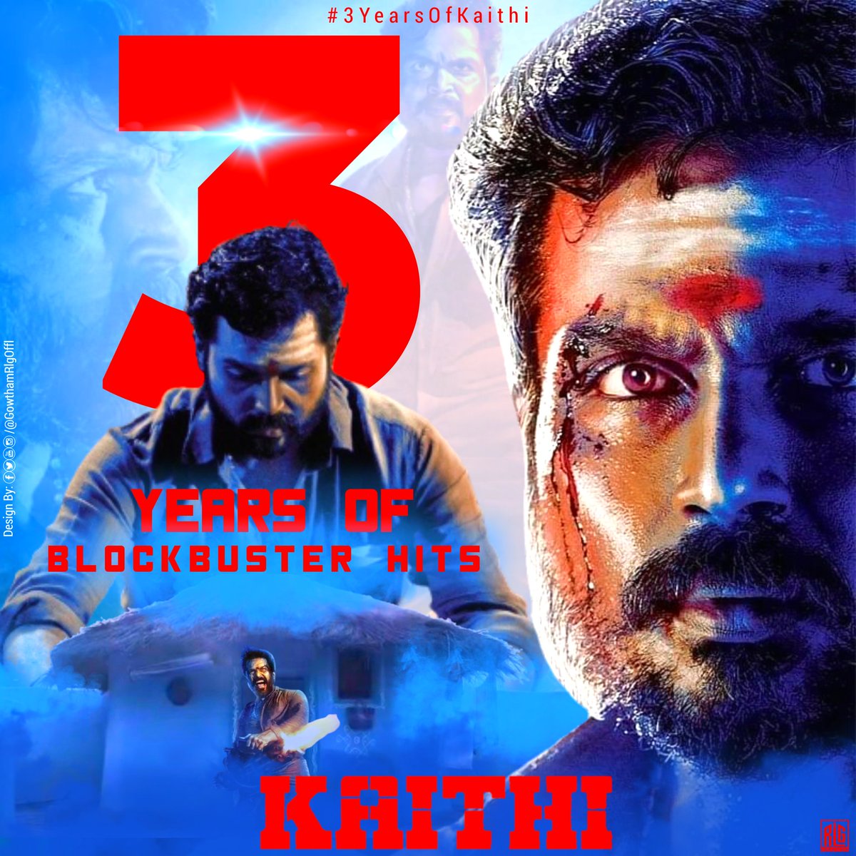 KarthiUpdates's tweet photo. Our Puratchi Veeran #Karthi Anna in #Kaithi The Movie 3 Years Of Mega Blockbusters Hits 🔥 Celebrating Special Poster | Waiting For #Kaithi2 🤗
#3YearsOfBBKaithi #3YearsOfKaithi
Design by: @GowthamRlgOffl #RLGcreation
@Karthi_Offl @Dir_Lokesh @prabhu_sr @DreamWarriorpic https://t.co/0zAyHfEJle