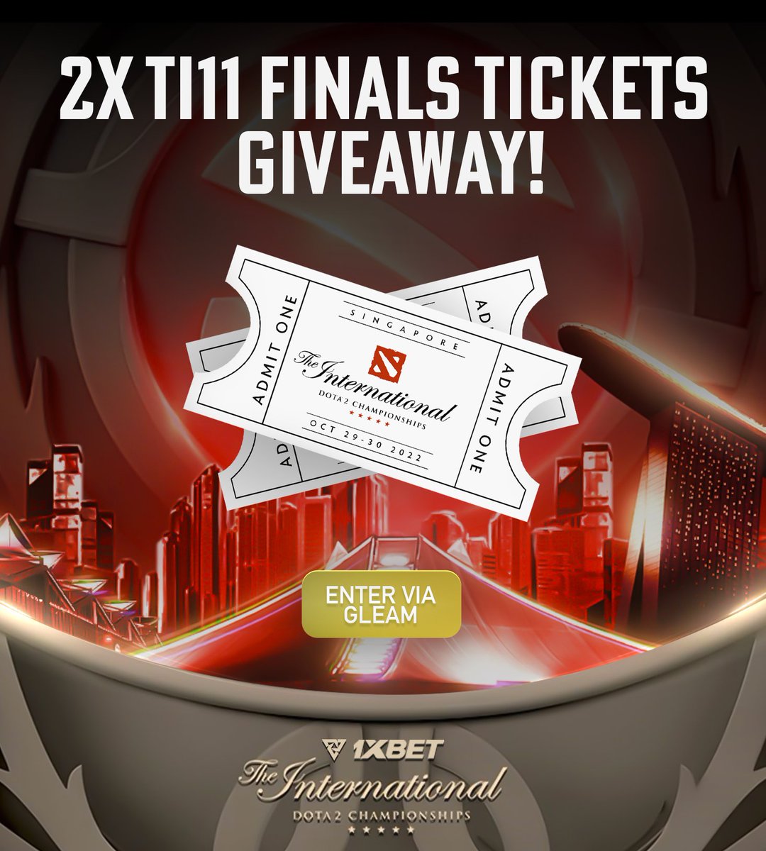 TundraEsports's tweet image. 🚨 2x #TI11 FINALS TICKET GIVEAWAY 🎟️

Celebrating Top 3 - we want you here with us! We&apos;re giving you the chance to win 2x finals tickets for TI11 🏆

Enter 👉 gleam.io/Zg0FA/tundras-…

*Ends 27th October - 11pm UK*