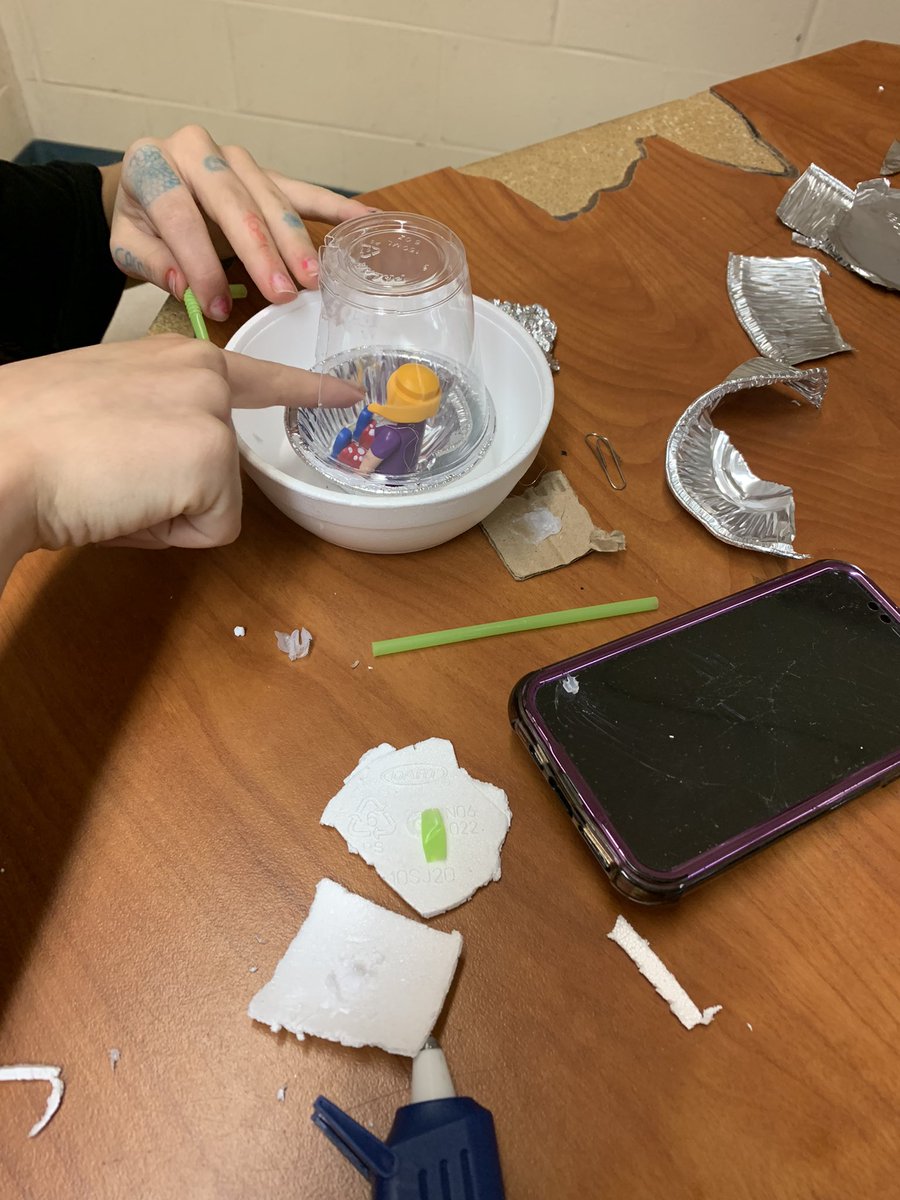 mssheppard_'s tweet photo. Sci 9 Ss are finishing off the space unit by creating crew modules. All astronauts must stay in their seats(can’t be glued or taped) and the door latch must stay closed during the drop. Problem solving skills &amp; creativity is really shining through! @BaccalieuSchool @NLESDCA https://t.co/8jLSygA89r
