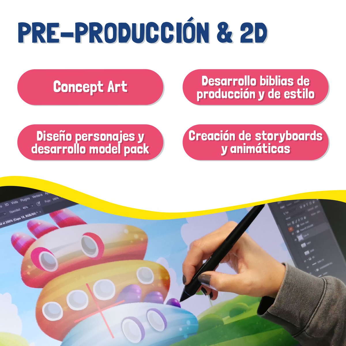 MondoTVStudios's tweet image. Nos encanta contar historias y...¡producirlas!🎬

Experiencia, talento y estratégica localización en las #IslasCanarias nos permiten ofrecer cualquier tipo de servicios de animación 2D y 3D. 

Descubre más sobre nosotros: bit.ly/3SzpouC

#MondoTVStudios #animationservice