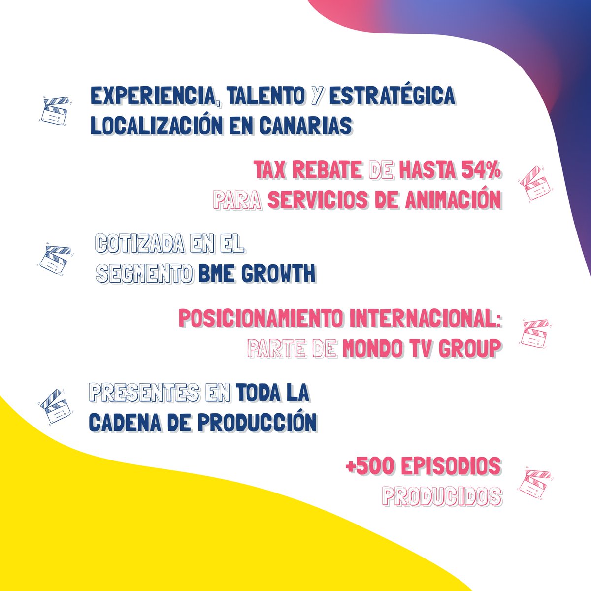 MondoTVStudios's tweet image. Nos encanta contar historias y...¡producirlas!🎬

Experiencia, talento y estratégica localización en las #IslasCanarias nos permiten ofrecer cualquier tipo de servicios de animación 2D y 3D. 

Descubre más sobre nosotros: bit.ly/3SzpouC

#MondoTVStudios #animationservice