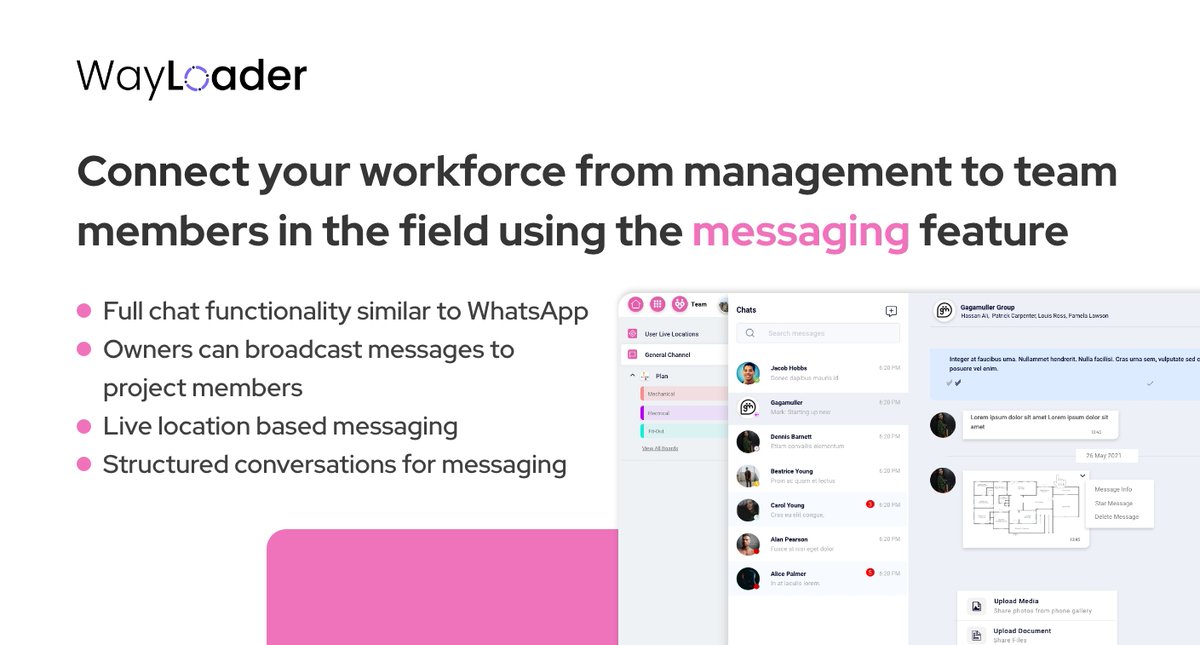 wayloader's tweet photo. #WhatsApp down? 🤳

You can count on our WayLoader Team module for all your project communications. 📲

All the benefits of Whatsapp with the added value of having structured group conversations around work items on site. 

Find out more: https://t.co/QdTnSr1QA9
#WayLoader https://t.co/gEOkBq7KR5